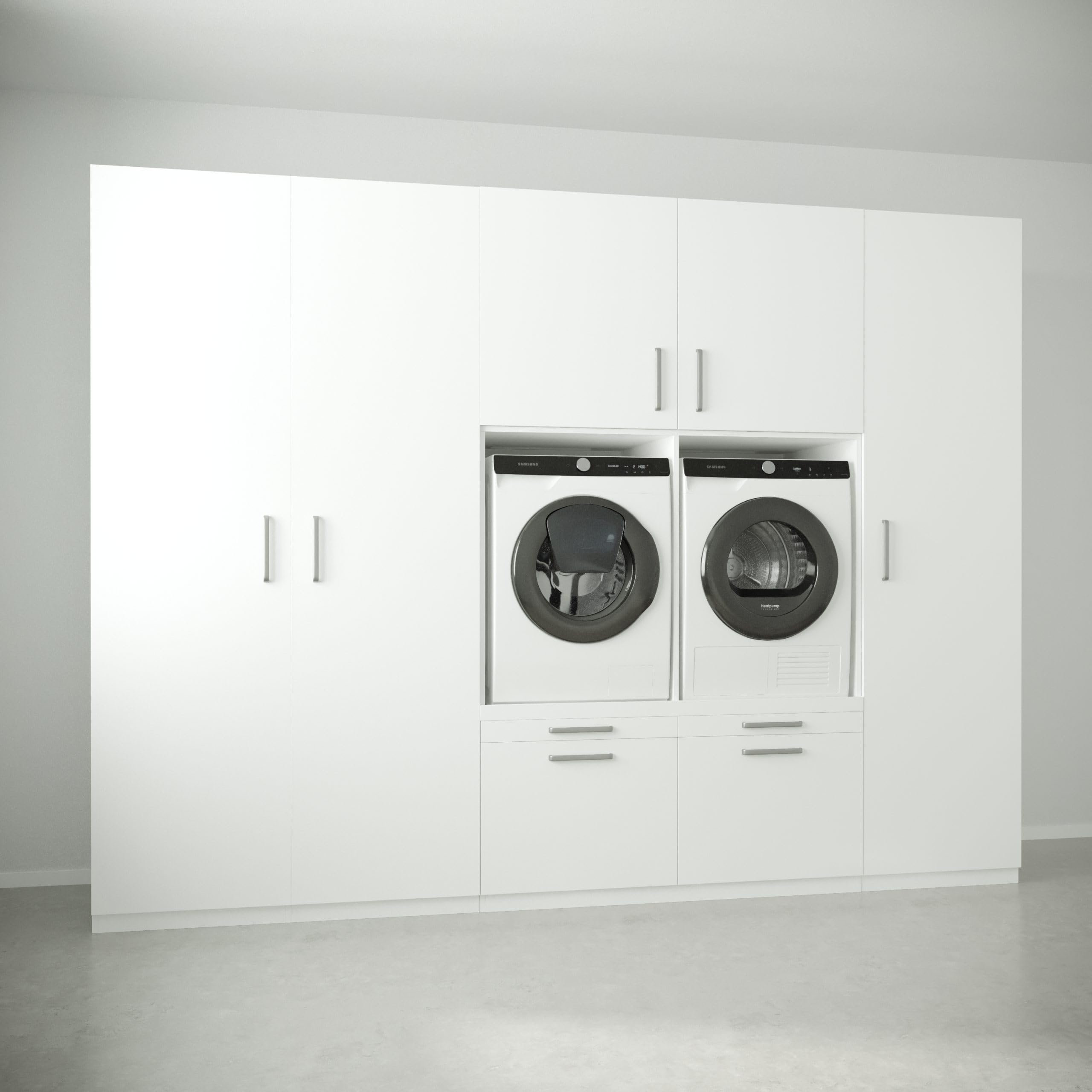 Lavadora Gabinete Amsterdam - Lavadora elevadora - Conversión a máquina - 700(D)*3130(B)*2350(H) mm - Blanco - Diseño elegante, que ahorra espacio y ergonómico - Fácil de colocar