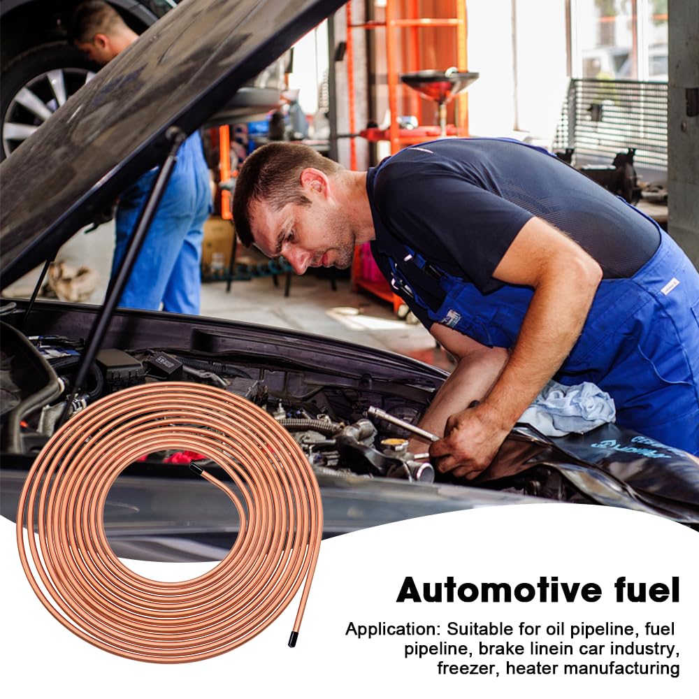 7,62m Tubo di Freno in Rame, Ø3/16" (4,75mm) con 16 Connessioni Linea del Freno in Acciaio Condotti Freni In Rame Kit di Linee Freno Generale Bobina Di Ricambio per Automobile