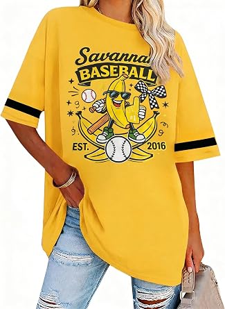 MNLYBABY Baseball Shirts for Women Oversized Baseball Sports Fan Shirt Game Day Casual Short Sleeve Tee Tops