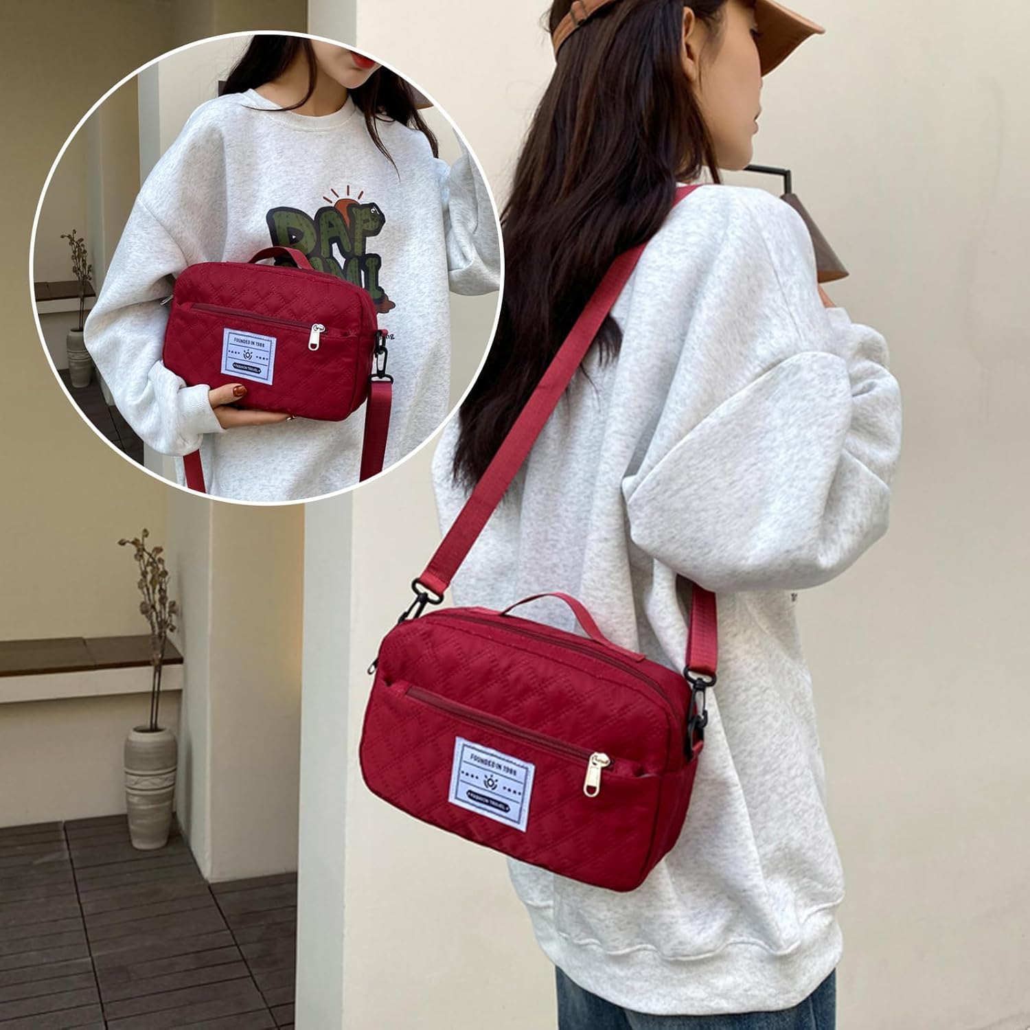 Expandable Weekender Bag for Women - Waterproof Large Capacity Travel Duffle with Multi-Compartment Organizer, Weekend Trips & Business Travel (wine red)