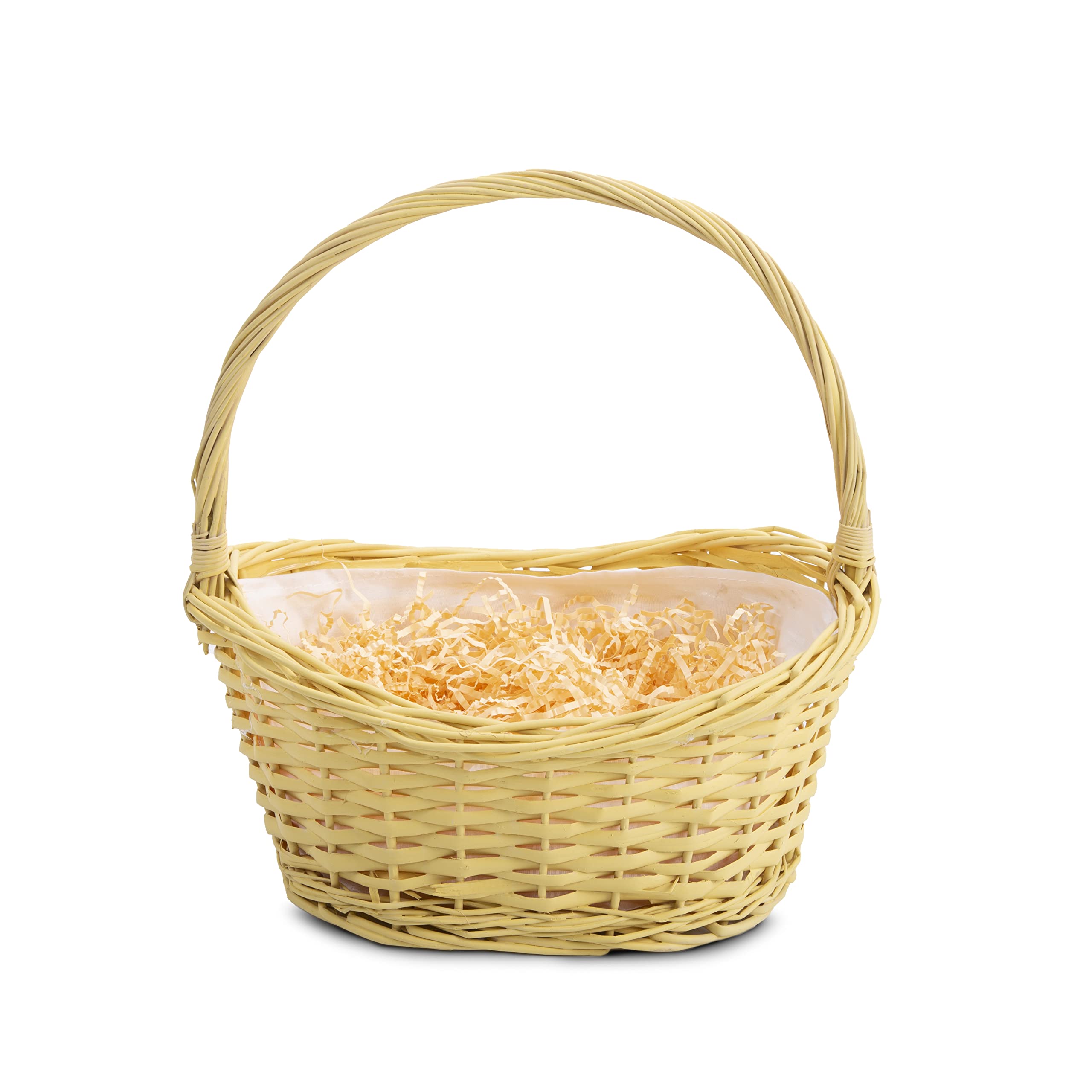 Wickerfield Yellow High Handle Wicker Basket Gift Hmaper With Liner Diy Gift Hampers With Shredded Paper/Pull Bow/Cello Wrap All Included (Yellow)