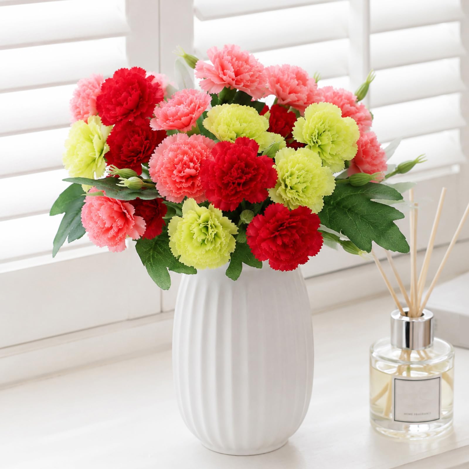astylishome Artificial Carnations for Graves Artificial Silk Funeral Flowers Grave Pot Tribute Flowers Wreath Memorial F2146