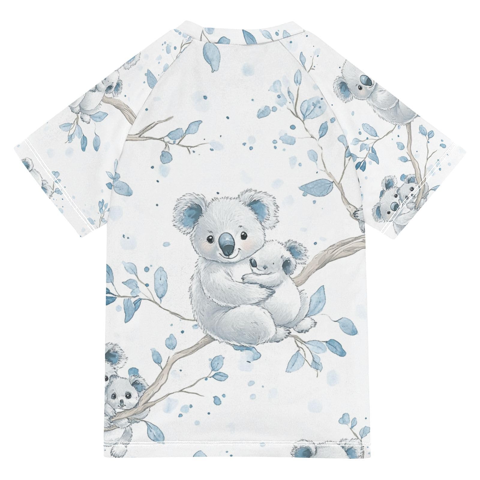 Jucciaco Boys Swimsuit Koala Cute Blue Cartoon Sunscreen Kids Sun Rashguard Short Sleeve T-Shirts Swimwear Sets UPF 50+