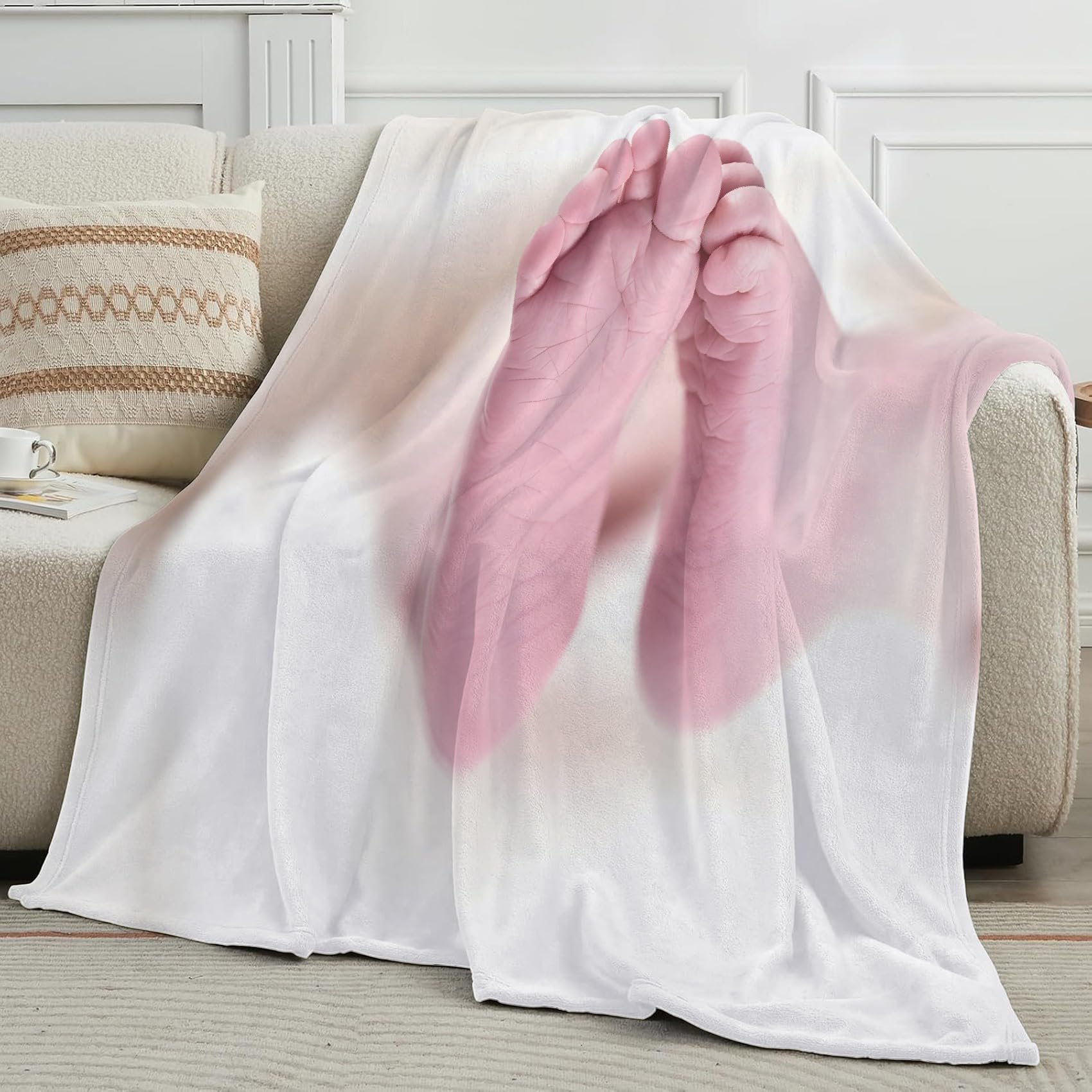 Piccoli piedini di bambino Coperta, Fotografia documentaria Coperta in Flanella di Microfibra 220×240 CM, Leggera, Morbida, Comoda e Calda, Adatto per Divan e Letti