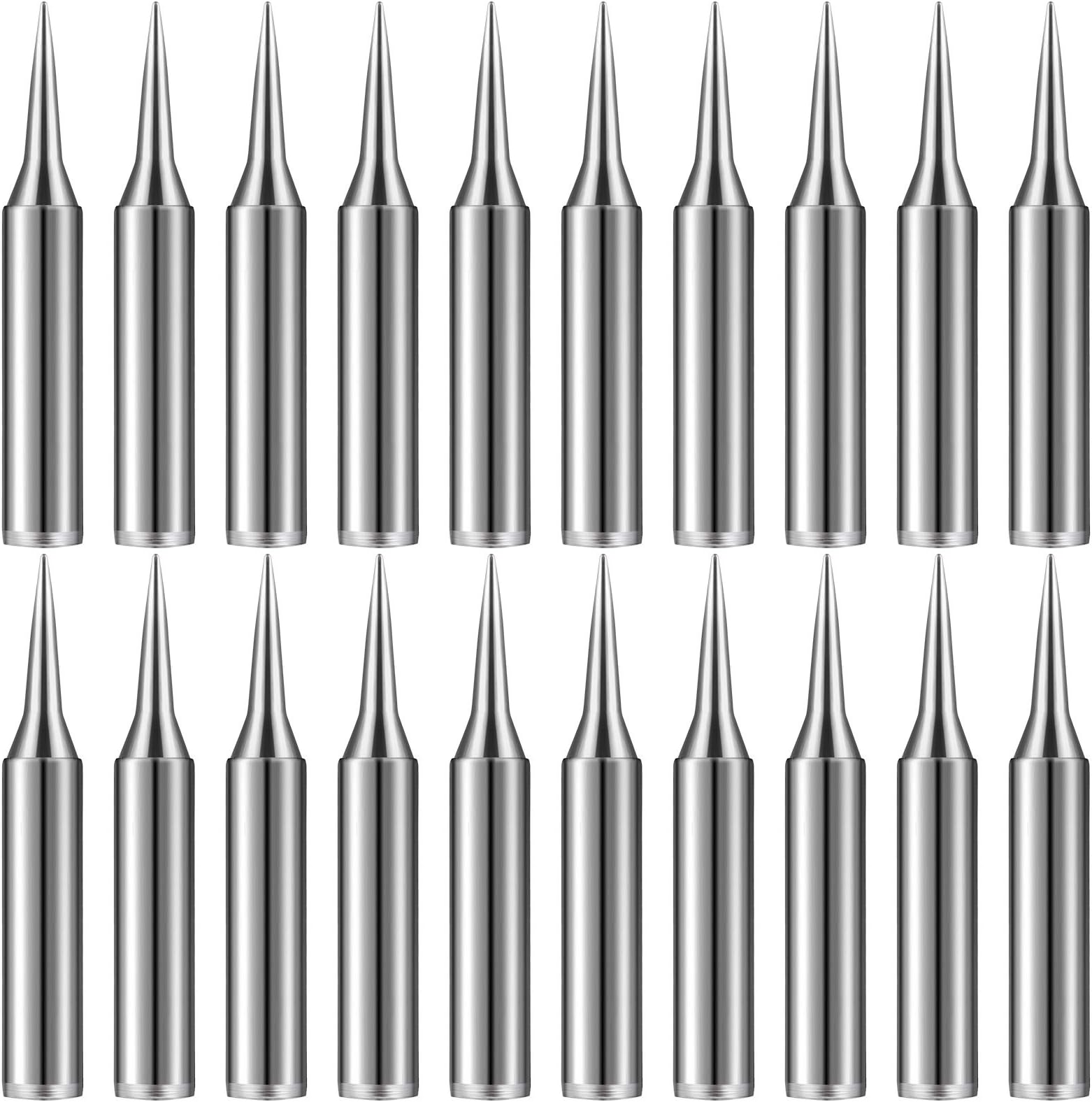 Mudder 20 Pieces Replacement Soldering Iron Tips Lead-Free Soldering Iron Tips Replacement Pointed Fine Solder Tips Compatible with Hakko and More Tools (900M-T-I)
