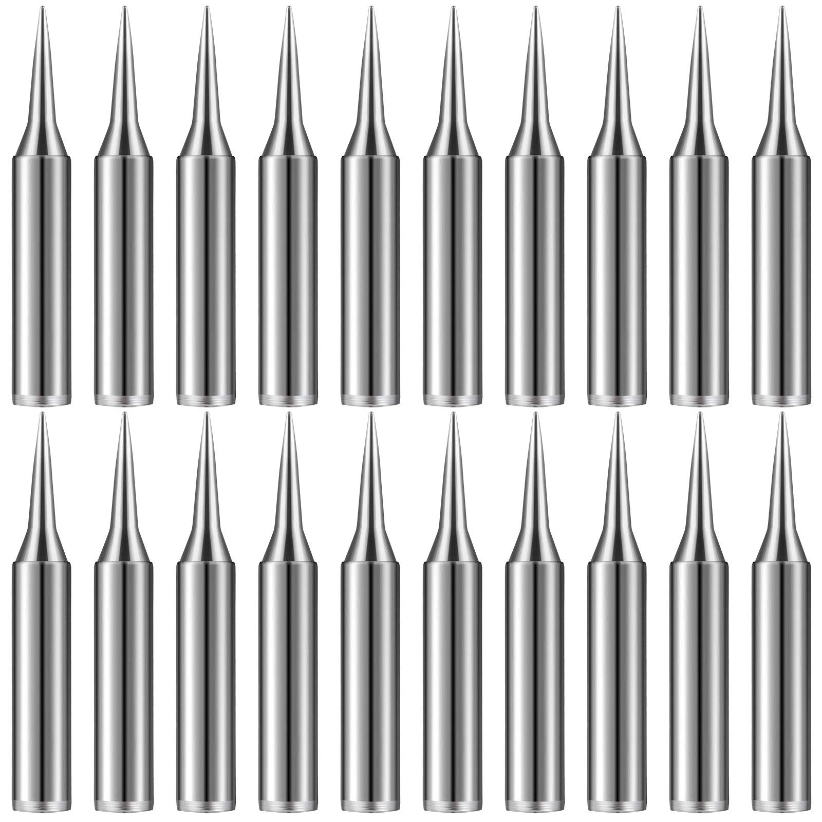 Mudder 20 Pieces Replacement Soldering Iron Tips Lead-Free Soldering Iron Tips Replacement Pointed Fine Solder Tips Compatible with Hakko and More Tools (900M-T-I)