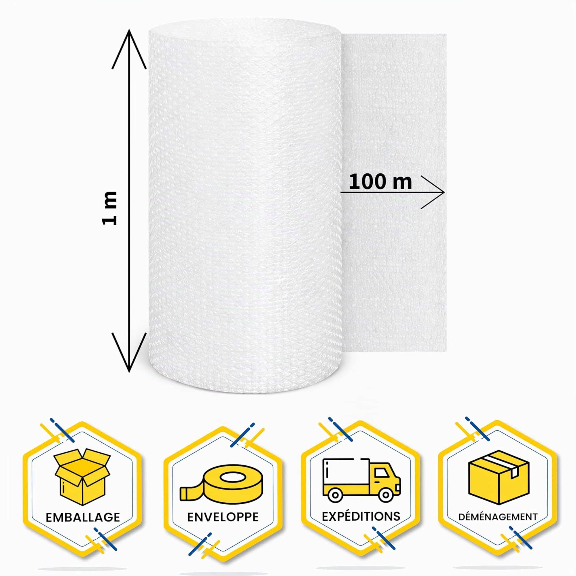 MUNTRADE Rouleau de papier bulle 100 cm x 100 m pour emballage et protection