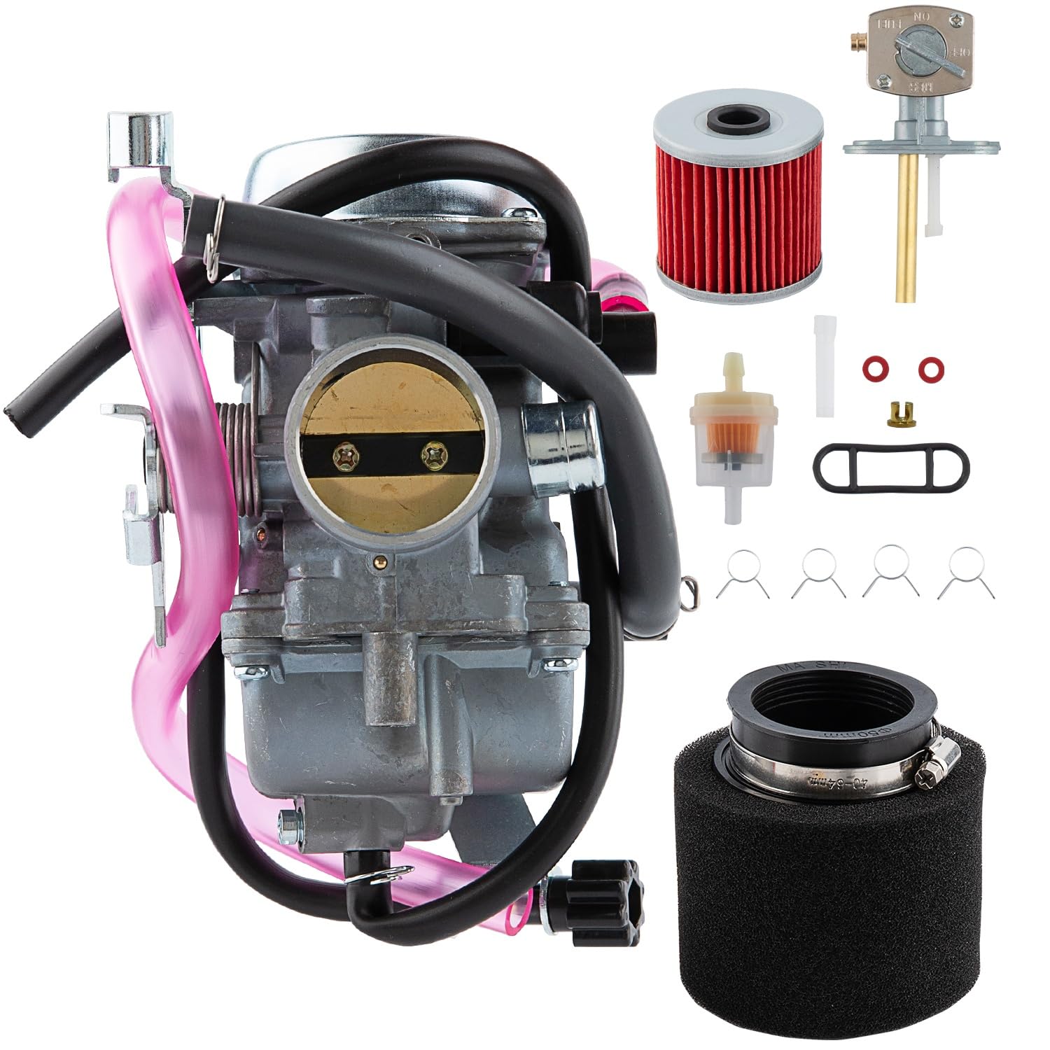 KLF300 Carburetor for KLF300 Bayou 4x4 1986-2005 Kawasaki KLF300 Bayou 2x4 1986-2004 with Air Filter, Oil Filter, Fuel Filter, Fuel Piston Valve