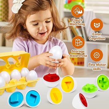 kizh Matching Eggs Color Shape Recoginition Sorter Puzzle Travel Bingo Game Easter Baskets Stuffers Montessori Learning Educational Fine Motor Skill Toy for 3 4 5 Year Old