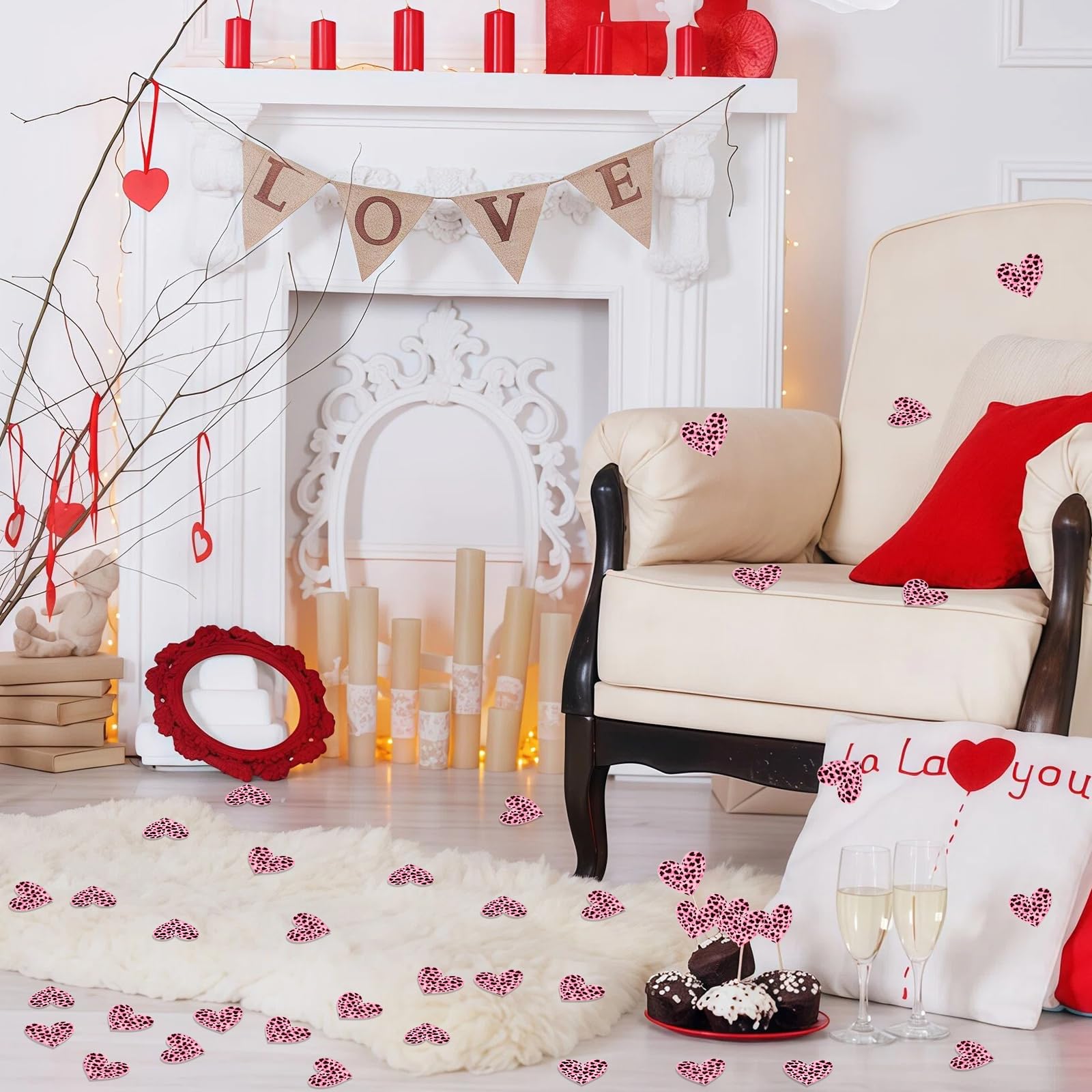 200 coriandoli rosa leopardati a forma di cuore, leopardo e ghepardo, decorazioni per feste, safari, decorazione da tavolo per ragazzi e ragazze, baby shower, compleanno, addio al nubilato, addio al