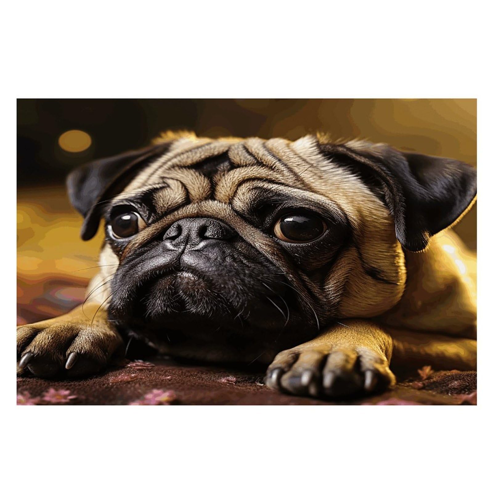 Cry Pug Placemats Wipeable Heat Resistant Table Mats Washable Flax Place Mats Elegant Cloth Non-Slip Placemat for Kitchen Dinning Party Table Decor 12 * 18 in
