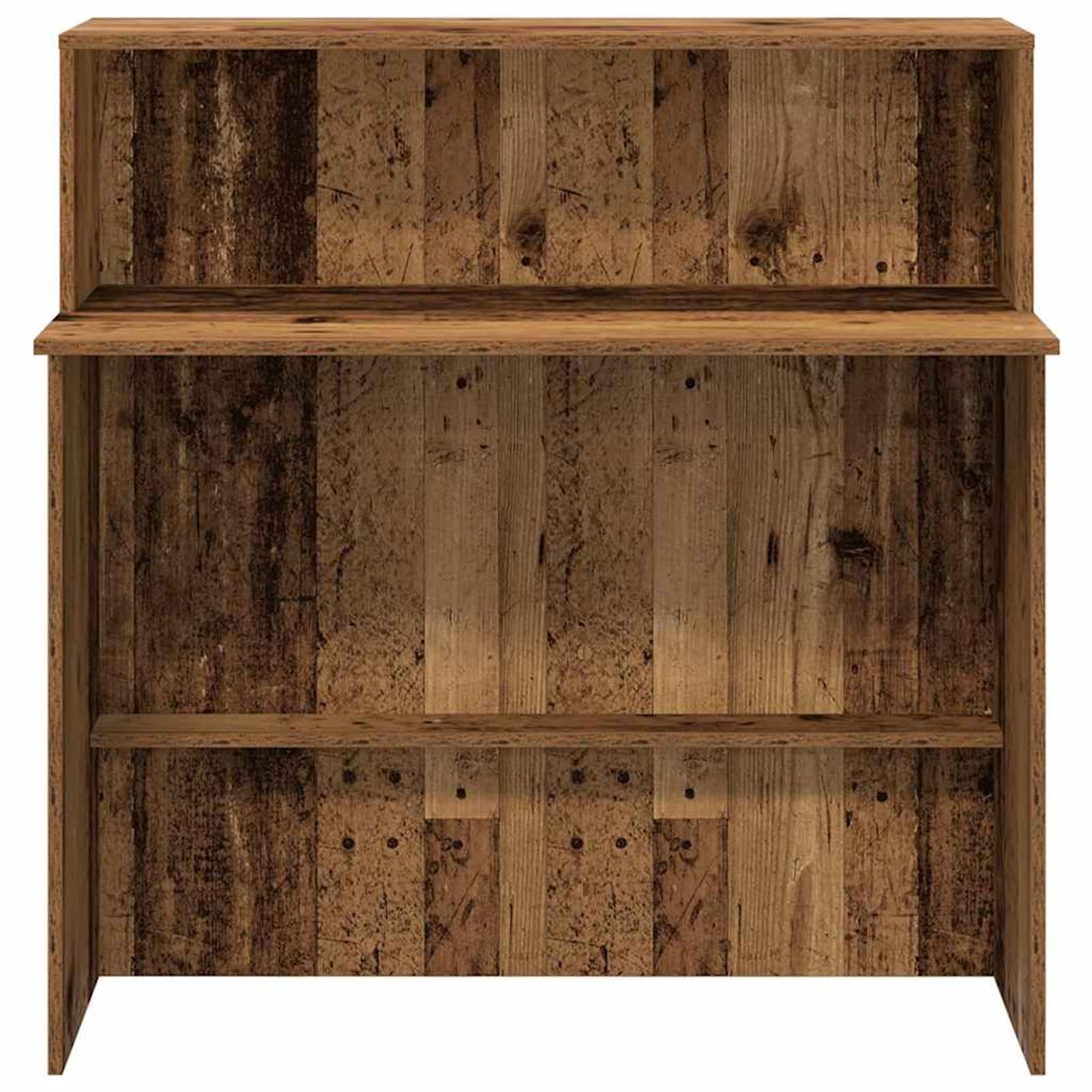 Gecheer Bancone Reception Legno Antico, Bancone Integrato con Ripiano per Archiviazione, 100x50x103,5 cm, Truciolato, per Uffici Aziendali, Hotel, Cliniche Mediche e Saloni di Bellezza