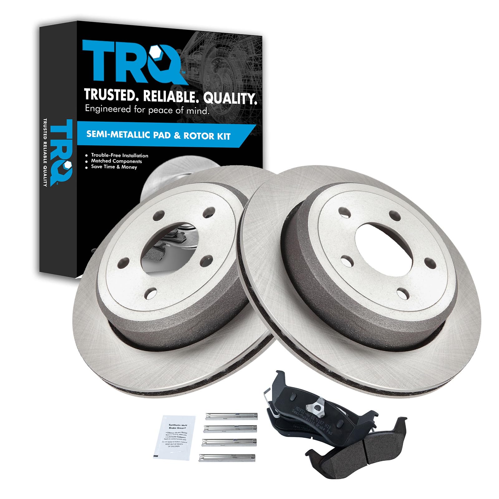 TRQ Rear Brake Pad and Rotor Set Semi Metallic Rotors