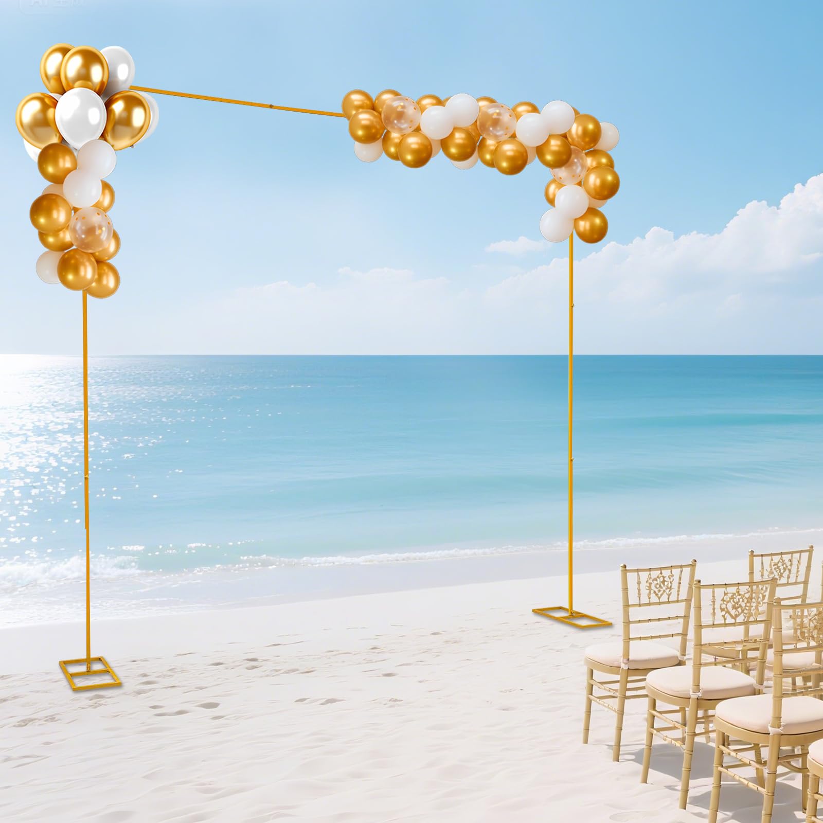 Set di supporti quadrati dorati per sfondo per matrimoni, 3 x 3 m