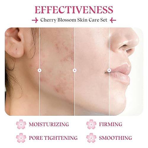Miniatura 6 de Set de cuidado de la piel - Kit de cuidado de la piel de viaje, juego de colágeno Sakura con máscara, crema de ojos, limpiador, suero, crema facial,