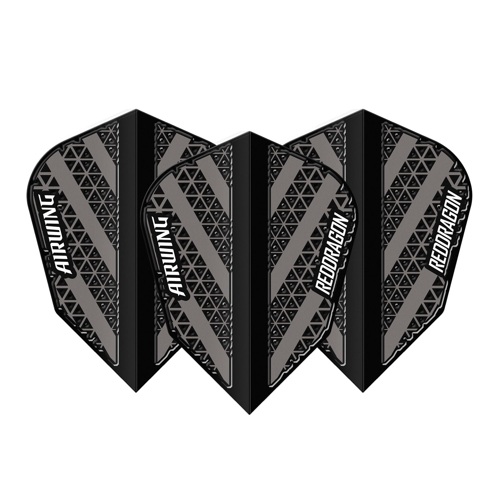 RED DRAGON Airwing Unique Moulded Black & Grey V-Standard Dart Flights 1 Set Per Pack (3 Dart Flights in total) - Image 2