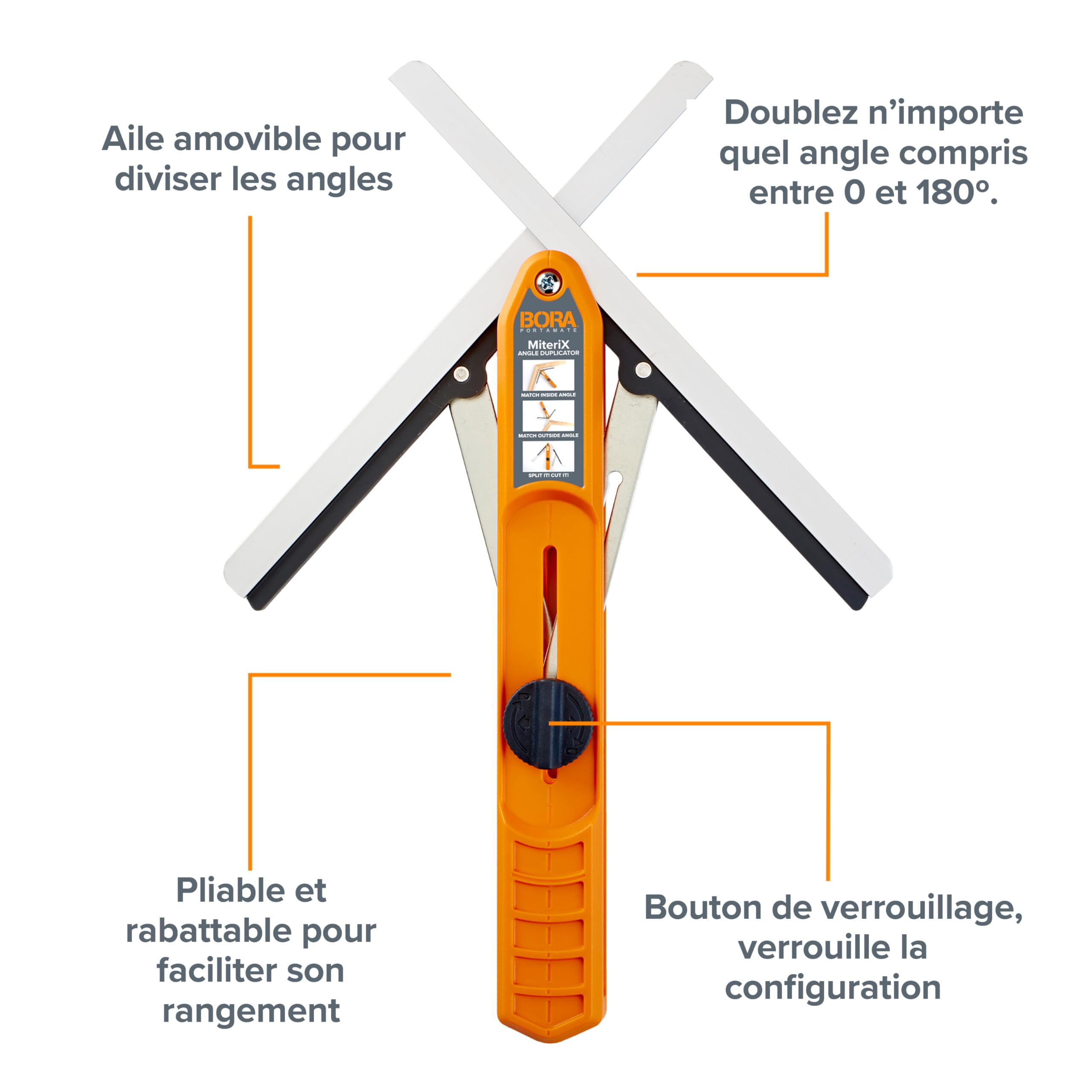 Bora MiteriX 530401 Duplicateur d'Angle Professionnel – Mesure et Transfert Précis pour Scie à Onglet