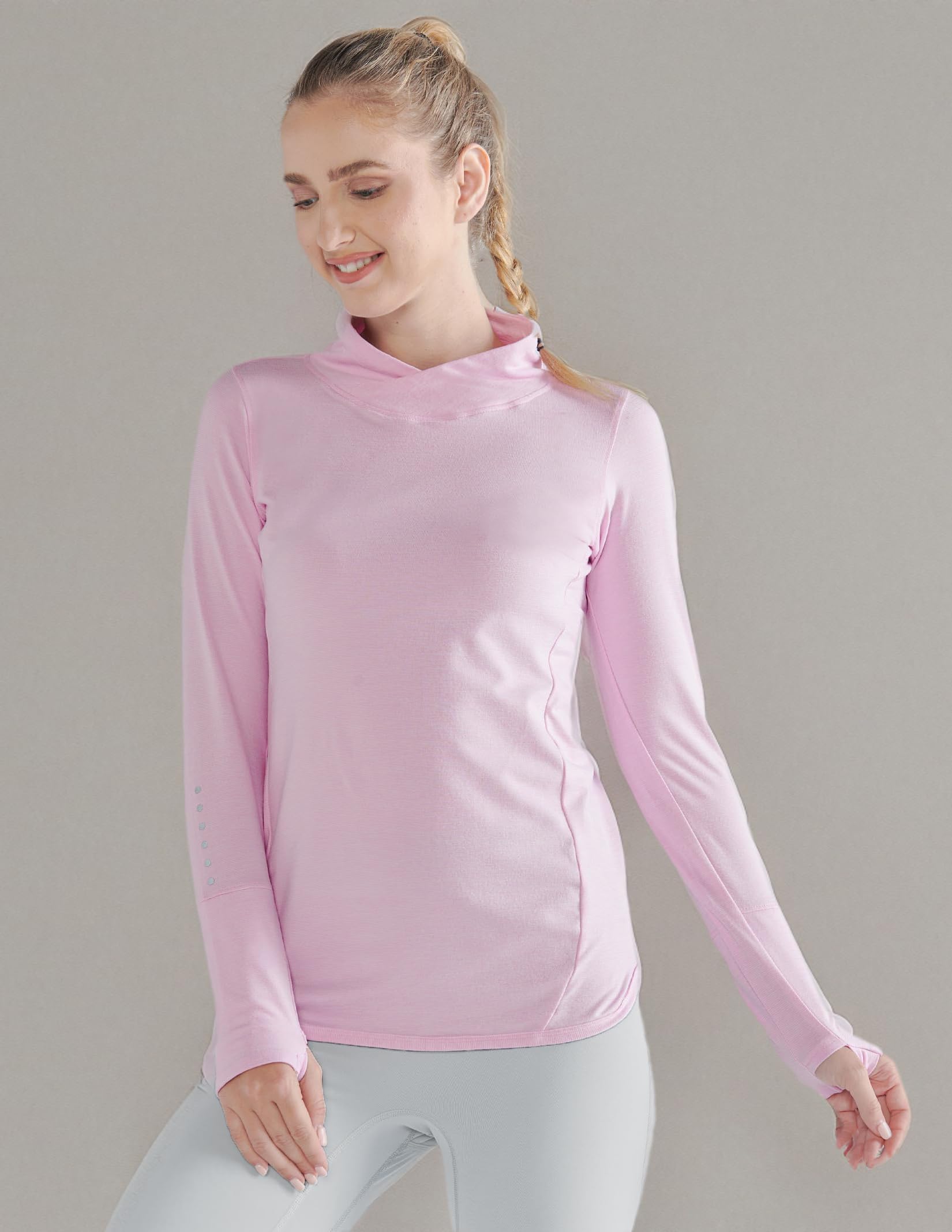 Paquete de 3 camisetas térmicas de forro polar para mujer, manga larga, cuello alto, para correr, entrenamiento, clima frío