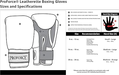 Miniatura 5 de Pro Force Guantes de boxeo de cuero sintético con palma blanca