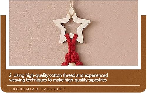 Miniatura 6 de Macramé para colgar en la pared, adornos de Navidad bohemios, árbol de Navidad de macramé, tapiz tejido hecho a mano para decoración del hogar,