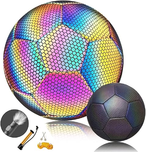 DGZC Pelotas de fútbol reflectantes con flash de cámara que reflejan el fútbol holográfico deportivo para interiores y exteriores disponible en Yaxa Peru