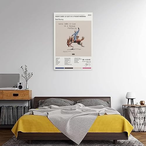 Miniatura 3 de SoAb Póster de portada de álbum de Bad Bad Bunny, pintura artística, pósteres de pared, dormitorio, gimnasio, regalo decorativo, 16 x 24 pulgadas