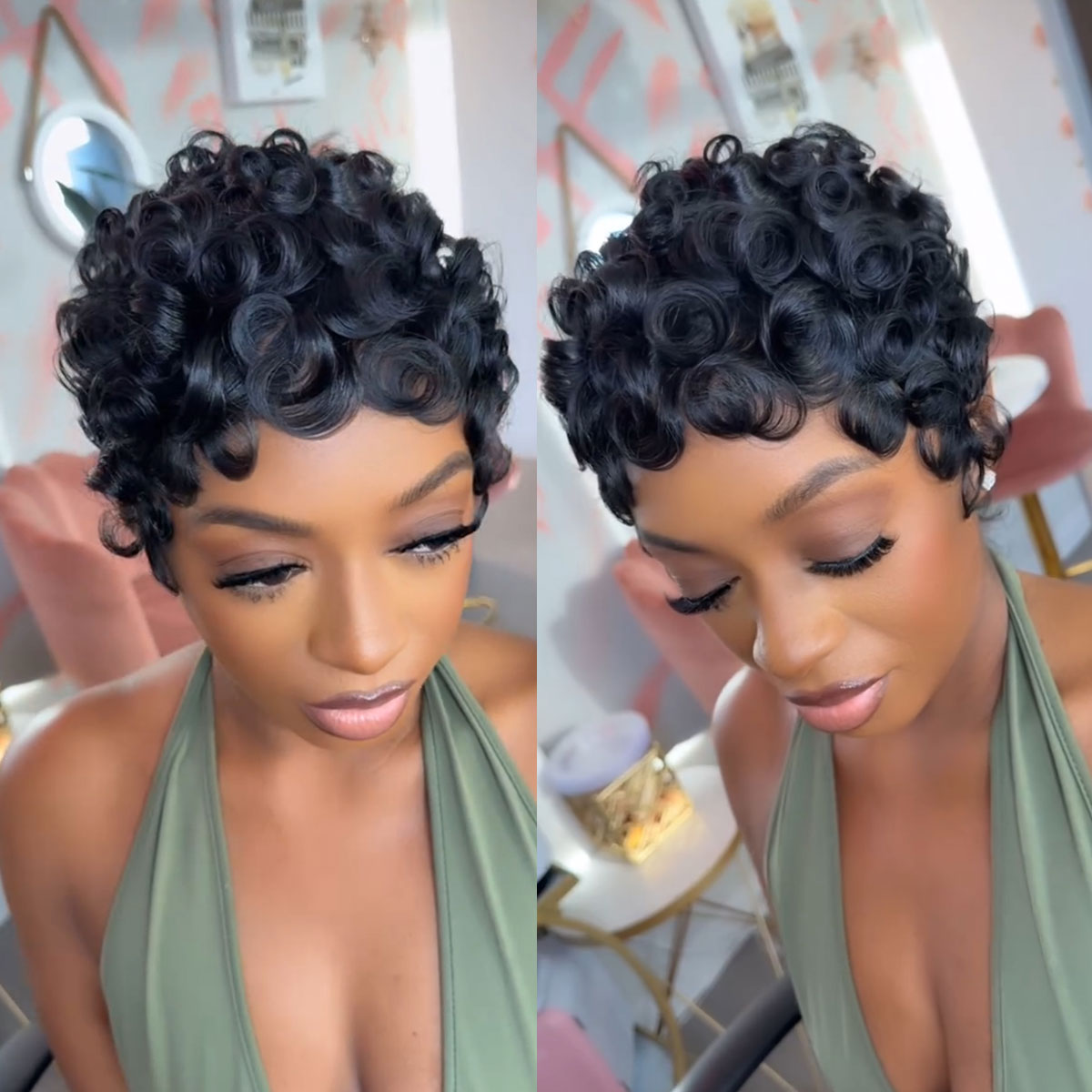 Short Pixie Cut Wig Human Hair Brazilian Virgin Hair Glueless Wigs For Black Amazon.com : Besteffie Pixie Cut Wig Human Hair Short Pixie  main image 2