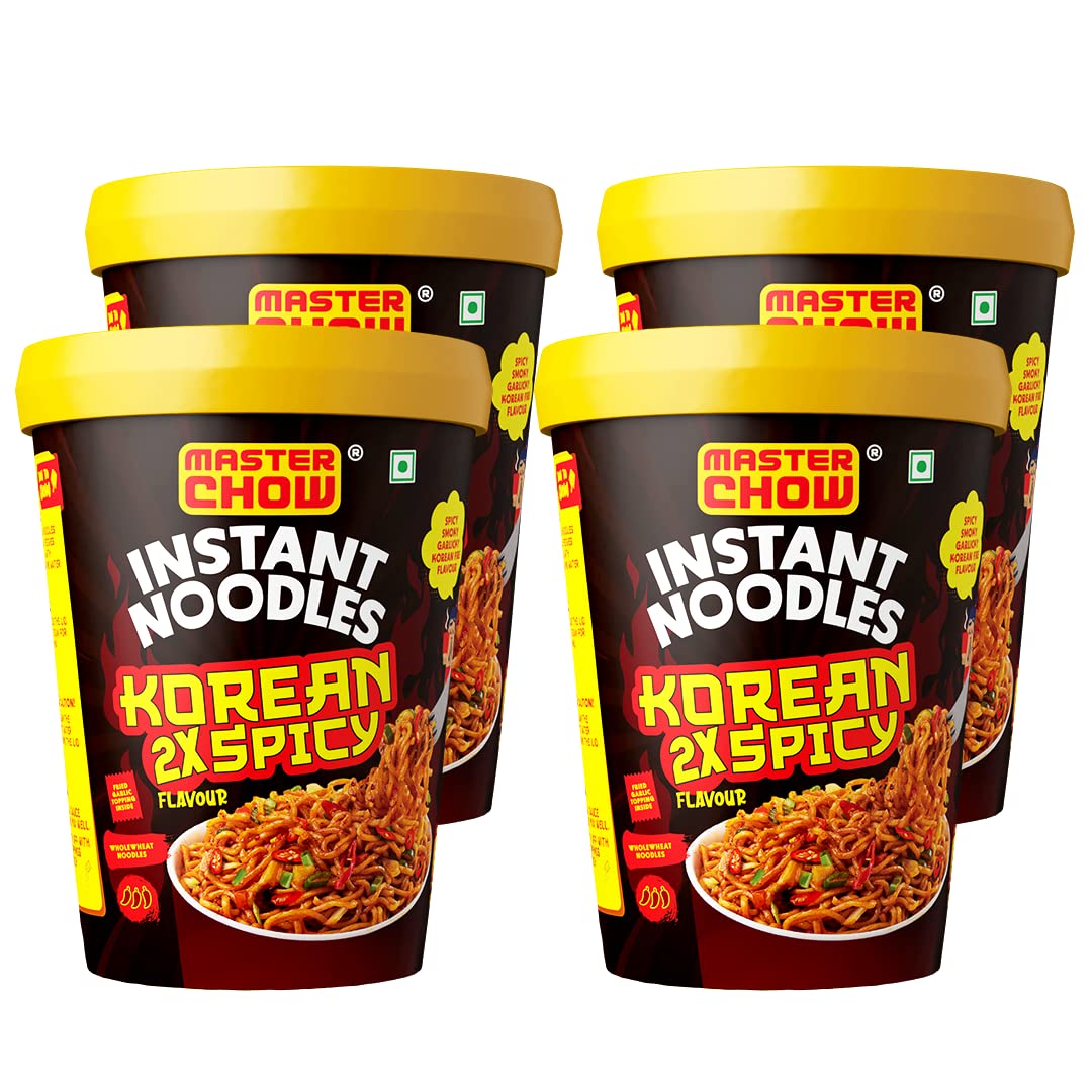 MasterChow Instant Cup Noodles - Korean 2X Noodles | Healthy Wheat Cup Noodles - Pack of 4-100g Each (B0C4PDBF5D) Amazon Price History, Amazon Price Tracker