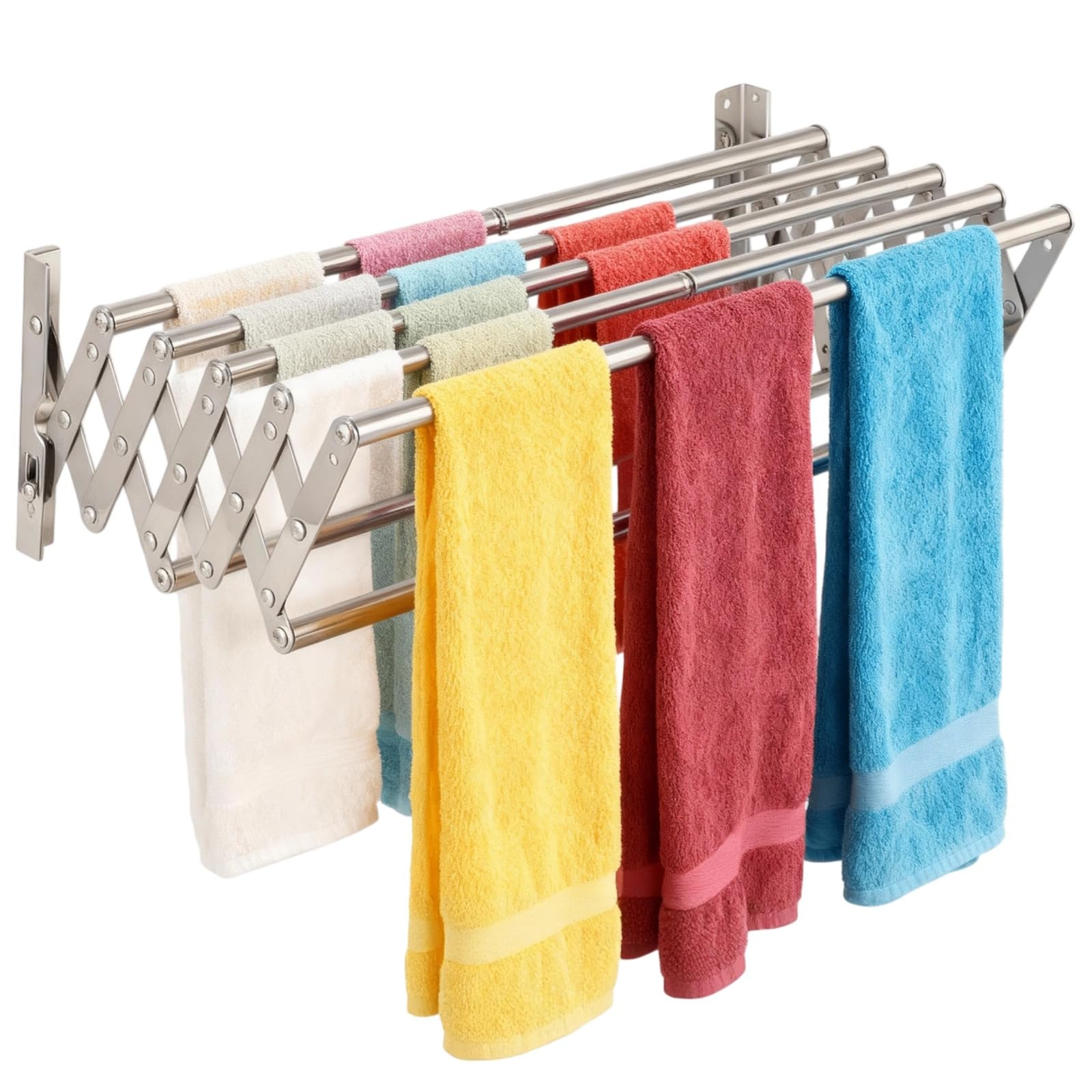 Séchoir mural en acier inoxydable robuste avec barres télescopiques durables