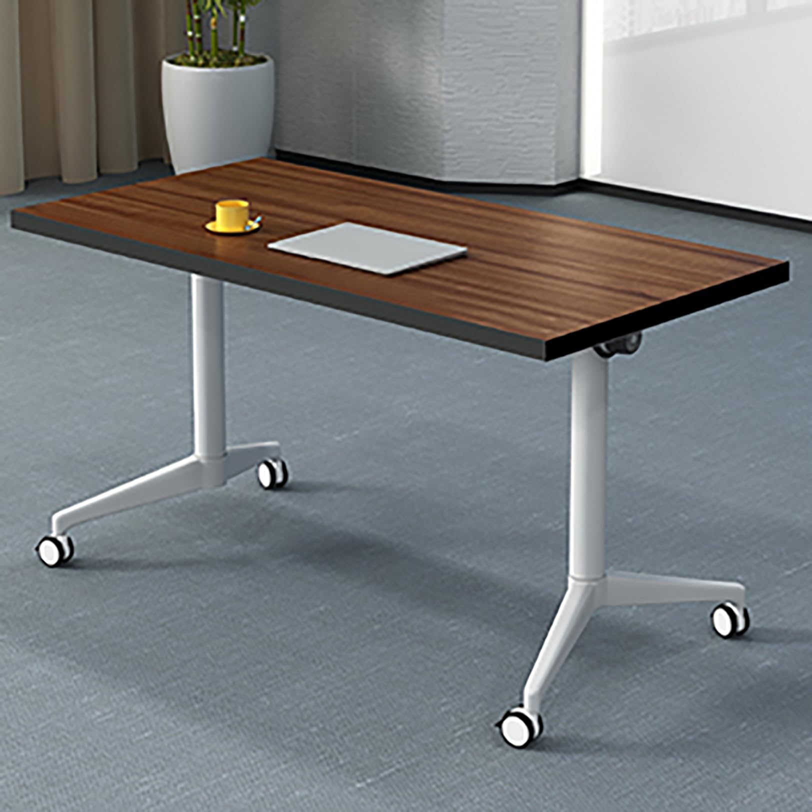 Table d'entraînement mobile pliable à rabat – Table de conférence à roulettes de 119,4 x 40,6 x 76,2 cm avec 4 roues verrouillables, idéale pour le bureau, les salles de réunion, les espaces de