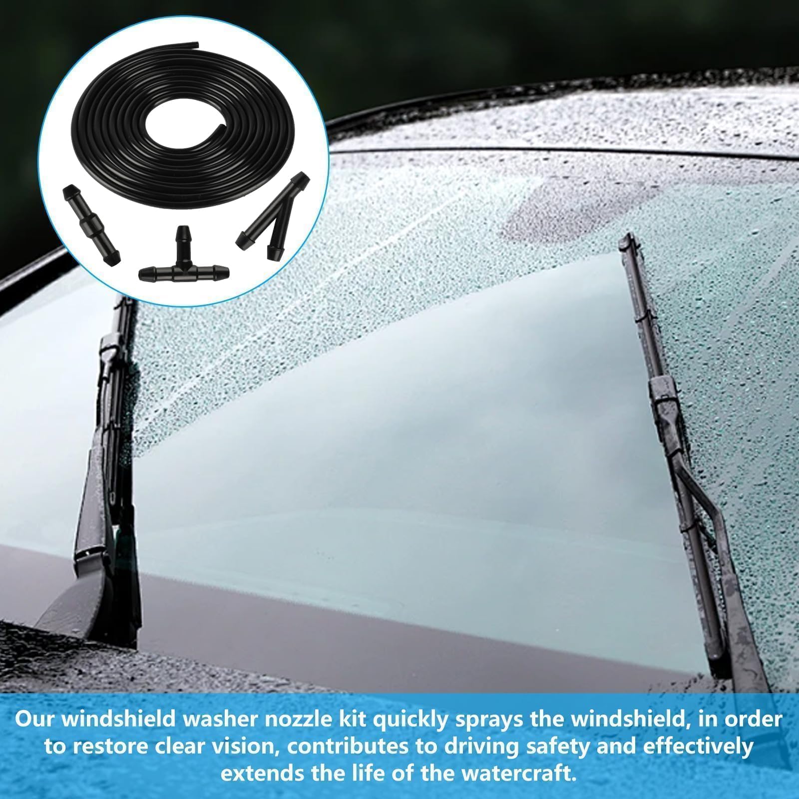 4M Wąż płynu do spryskiwaczy szyb samochodowych uniwersalna naprawa przedniej szyby | Zestaw naprawczy przedniej szyby, dopasowanie 30 złączy, do mycia przedniej szyby, samochodu, systemu mycia