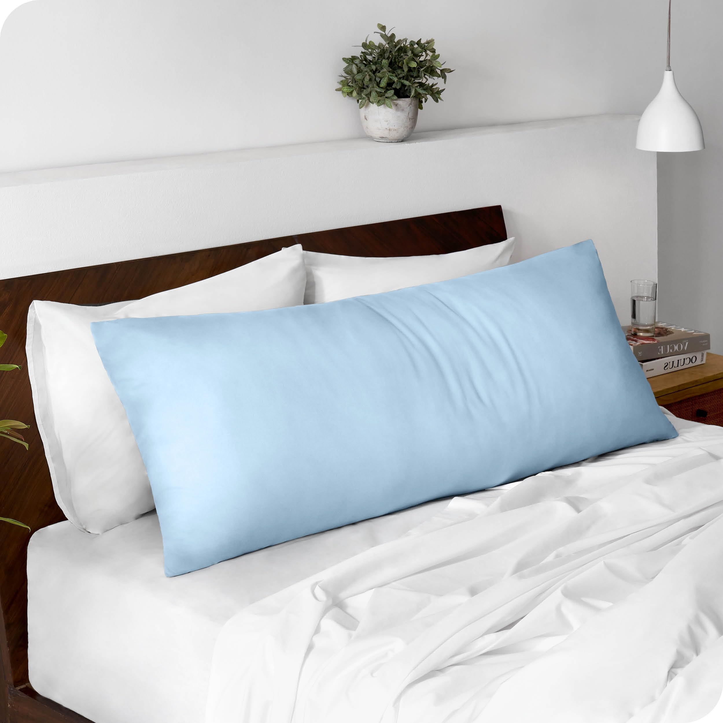 Bare Home Body Pillow Cover Zipper (20"x54", Light Blue)