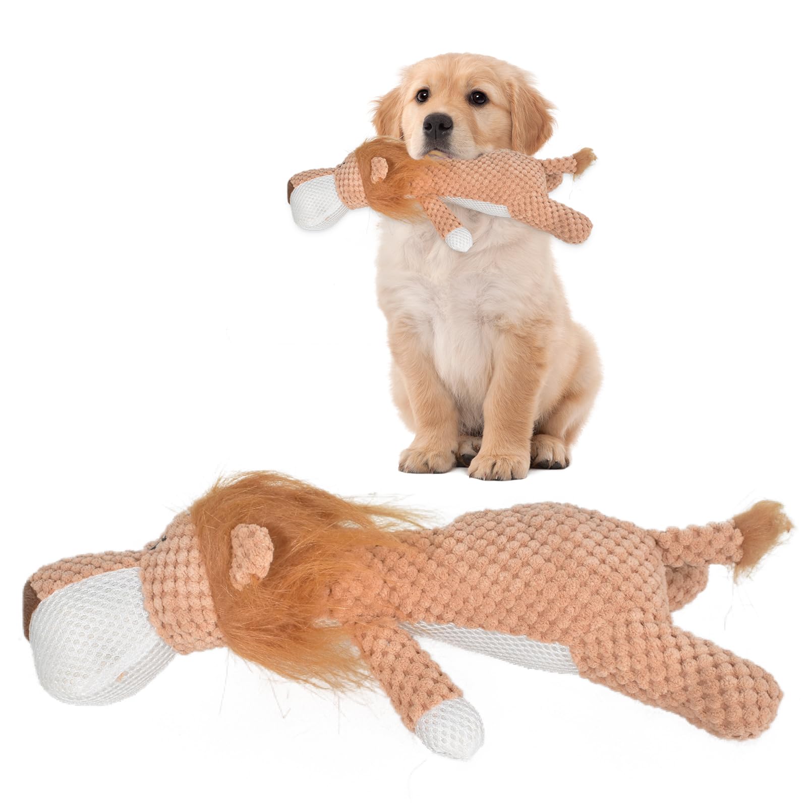 Juguete Chirriante Interactivo para Perros, Juguetes indestructibles Juguete para Perro, Peluche de Terciopelo de Piña Plush Dog Toy, Robusto Juguete Masticable (león)