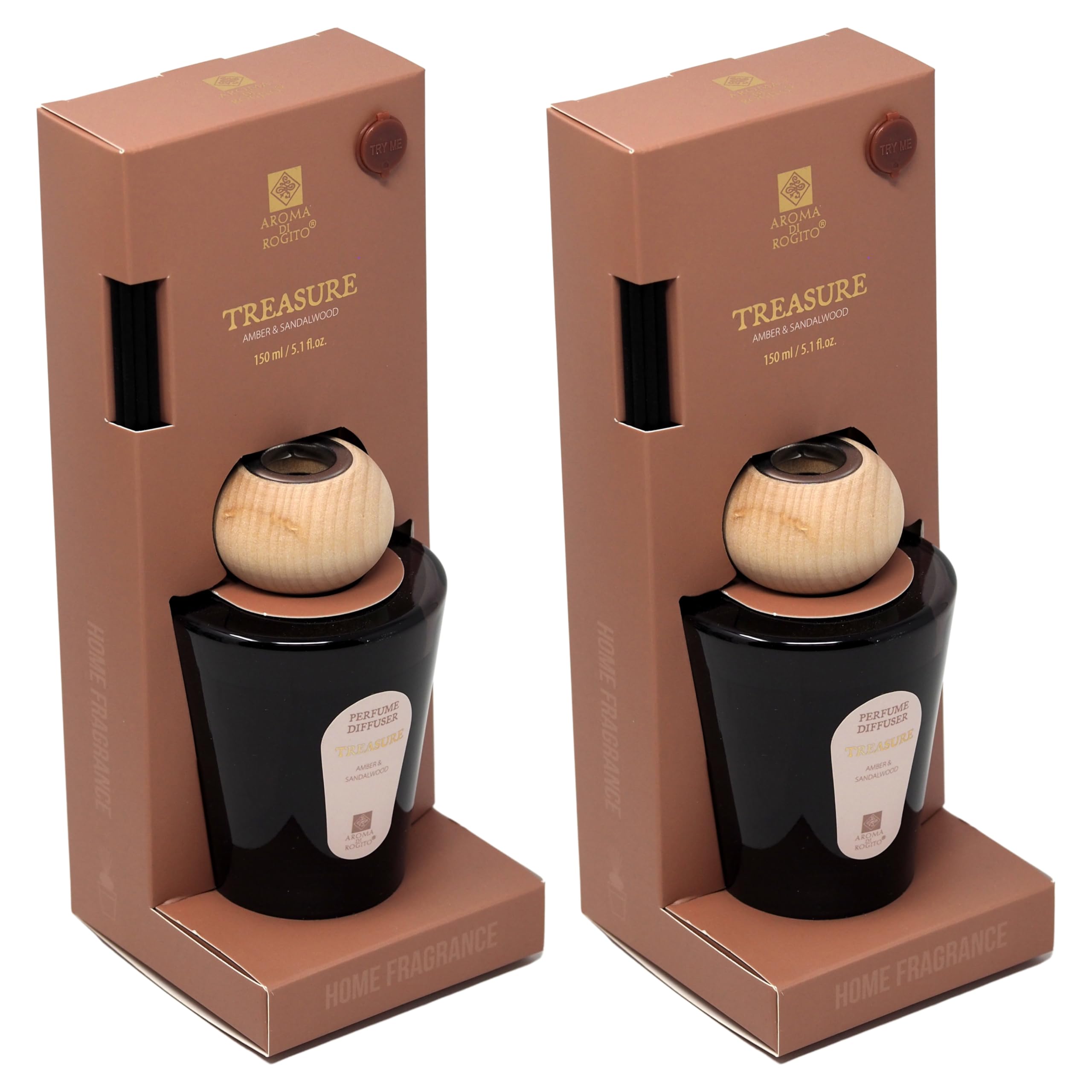 Treasure Amber Sandalwood Reed Diffuser Masculine Home Gift for Him - Set of 2