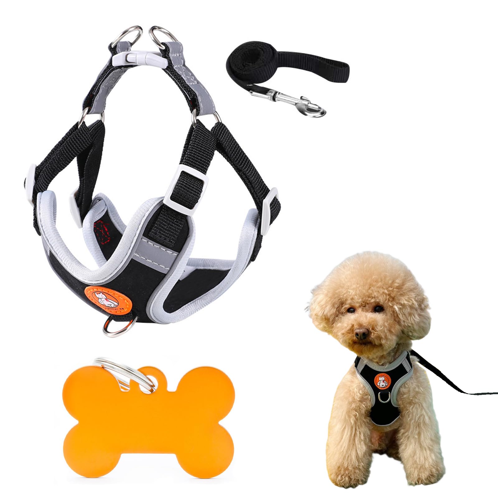 Arnes Perro Antitirones,Arnés Perro Pequeños,Arnes Antitirones Reflectante,Arnes para Perro,Arnés para Perros Reflectantes,Arnés para Perro y Conjunto Correa,Ajustable para Perros y Gatos Pequeños