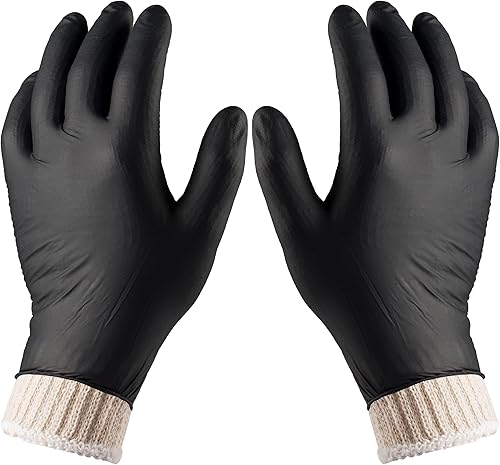 Guantes para barbacoa, 4 forros de guantes de algodón y 100 guantes desechables, forro de algodón lavable, sin polvo y látex, guantes de nitrilo
