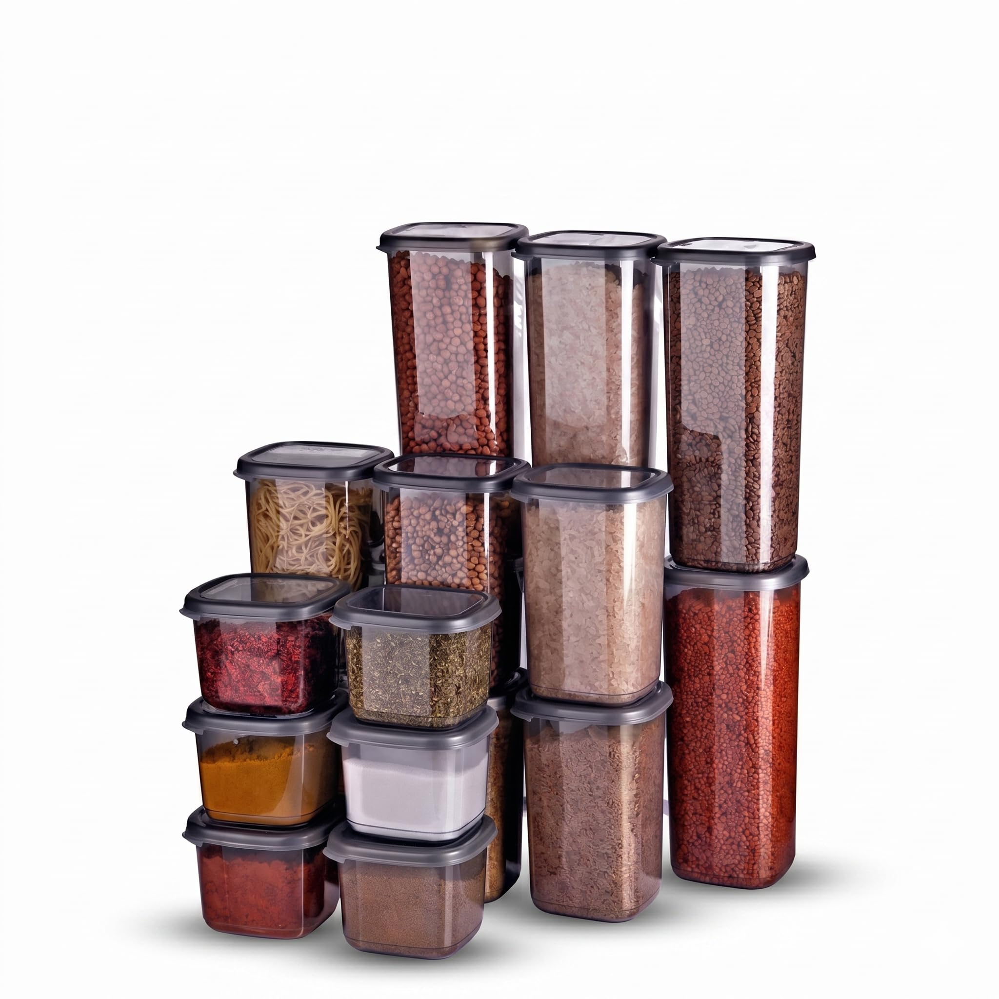 Gewürzbehälter Auswahl, Modernes Design Weiß Silber für Küche (18er Set | XXL)