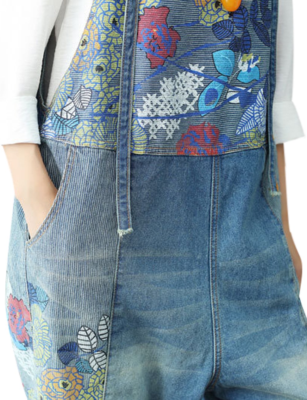 Youlee Damen Sommer Breites Bein Hose Denim Latzhose Overall Hosen
