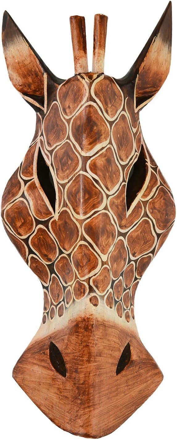 Kunsthandwerk Afrika Wooden Giraffe Mask, 30L x 30W cm, Handmade in Bali, Living Room Decor