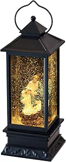 DRomance Jesus Music Snow Globe Lantern with Timer Battery Operated & USB Powered Lighted Singing Snow Globe Lamp Spinning Water Swirling Glitters Christmas Decor 4" x 4" x 12"
