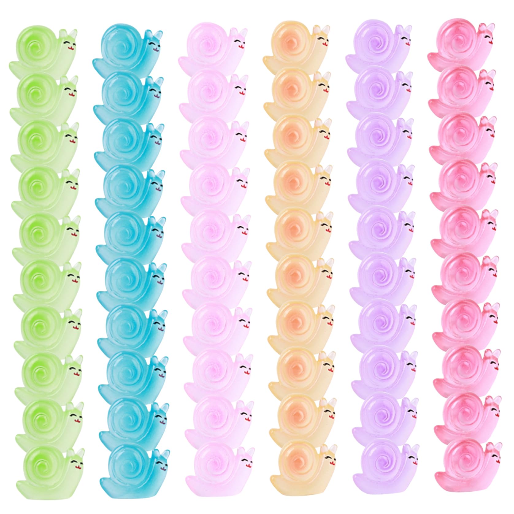 Wedhapy Mini Resin Figurines Mini Resin Animals 60PCS Luminous Snails Figures for Dollhouse Garden Decoration DIY Craft Micro Landscape Party Decor, Snails