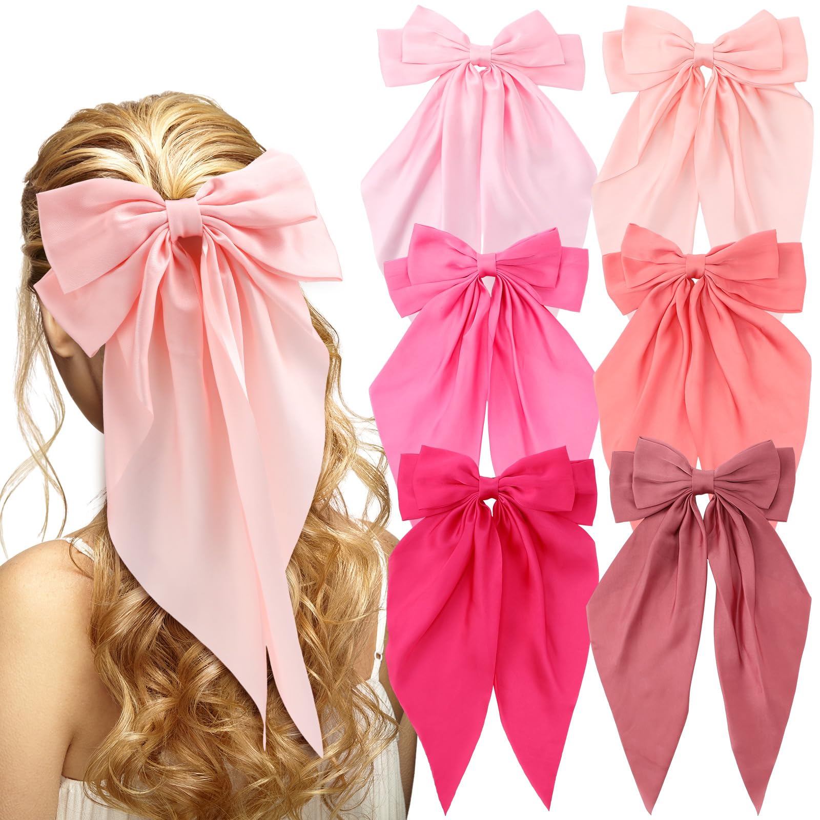 Amazon.com : Yuxung 6 Pcs Coquette Large Pink Bow for Girls Women