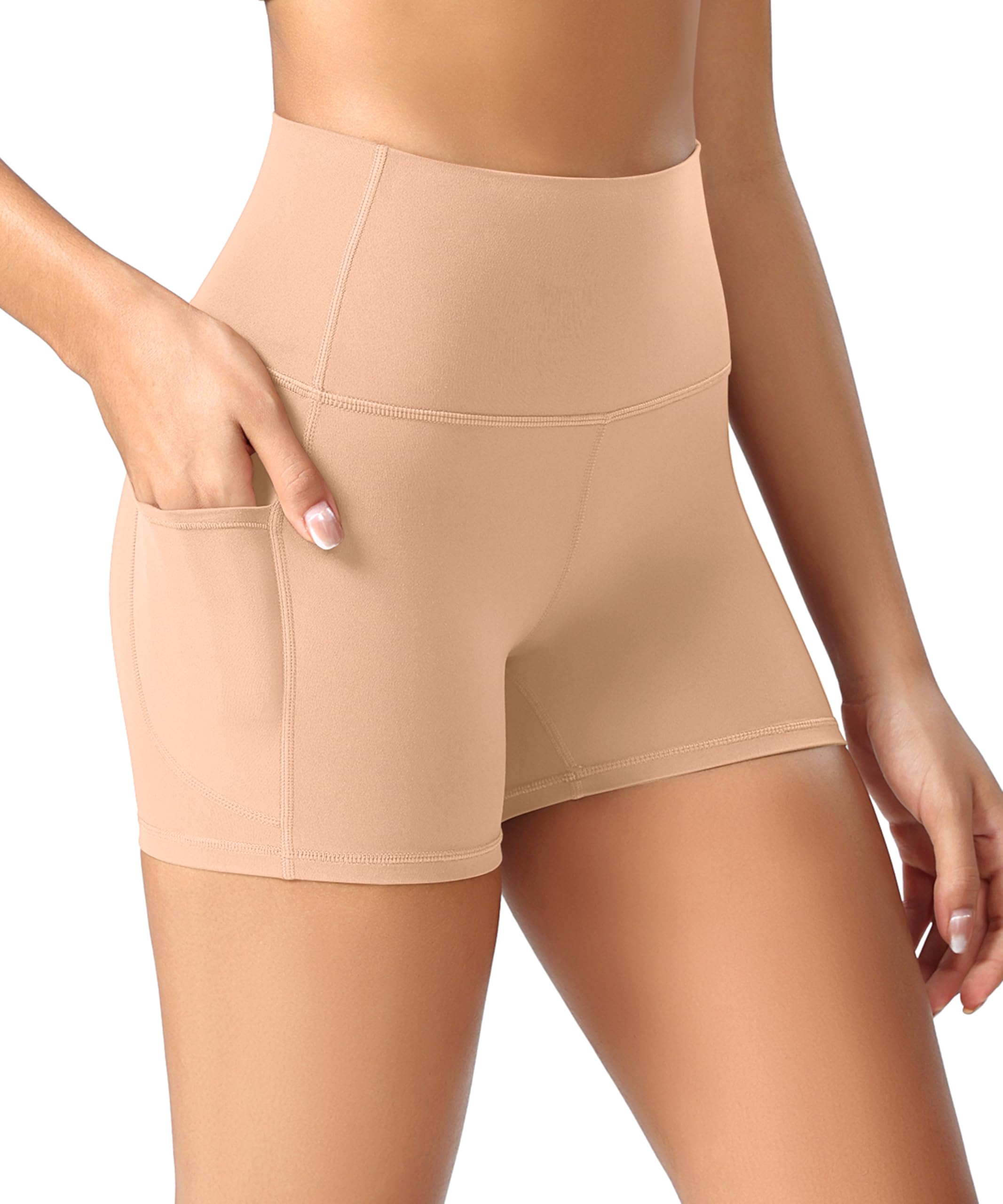 ODODOS Women's High Waist Lounge Yoga Shorts with Pockets, 4"/6"/8"/10" Buttery Soft Biker Shorts