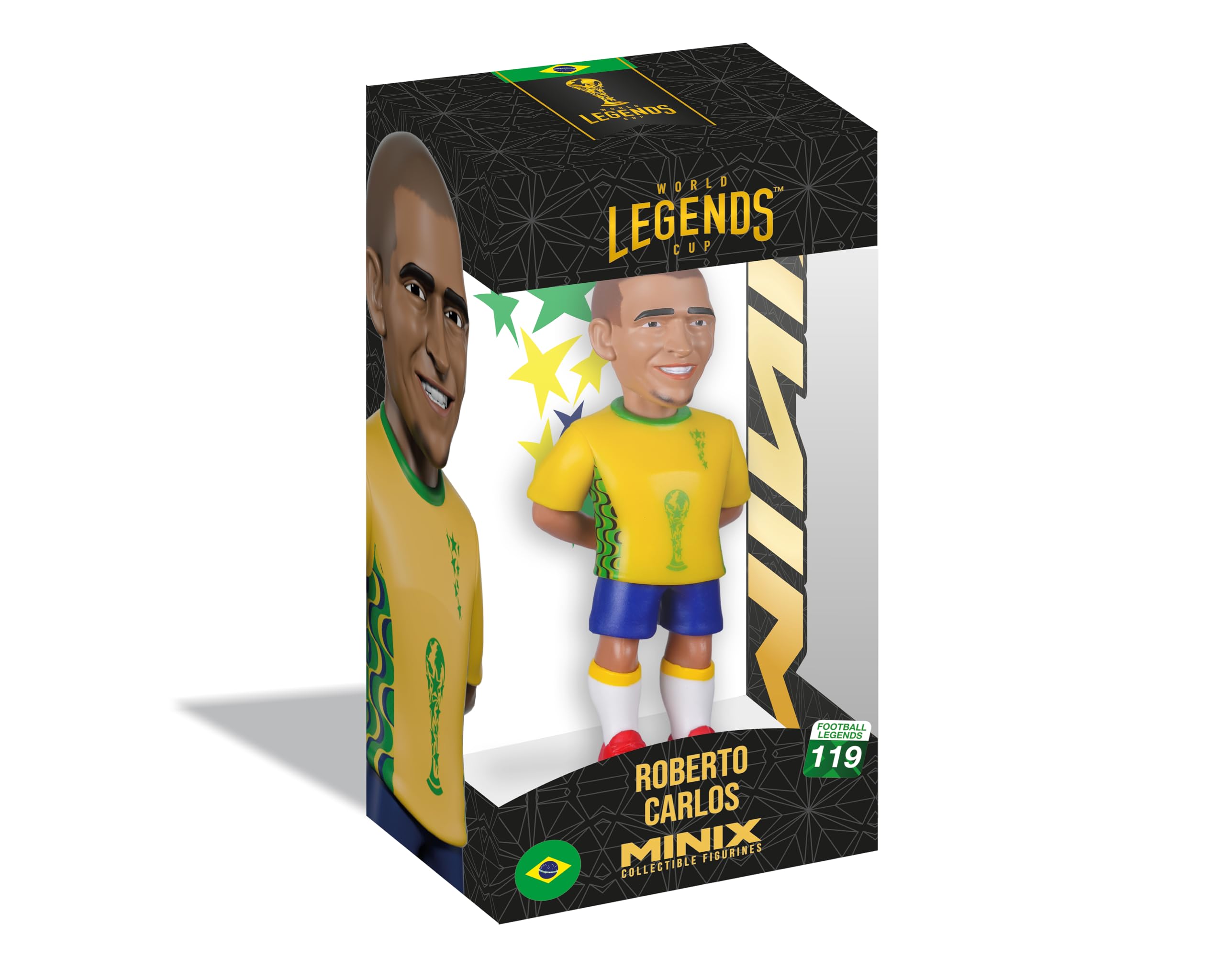 MINIX - Football Legends - Coppa del Mondo di Leggende #119 - Brasile - Roberto Carlos - Personaggio da collezione 12 cm