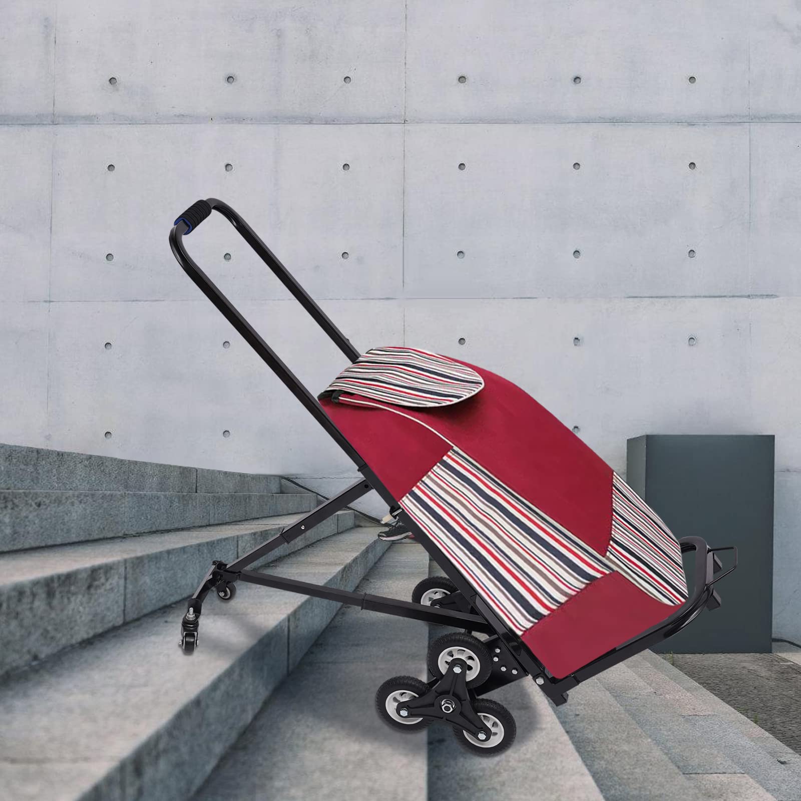 Wózek transportowy, składany, 150 kg, 8 kół, wózek schodowy ze stali, powierzchnia ładunkowa, płynnie poruszające się koła, do magazynów, lotnisk, centrów handlowych