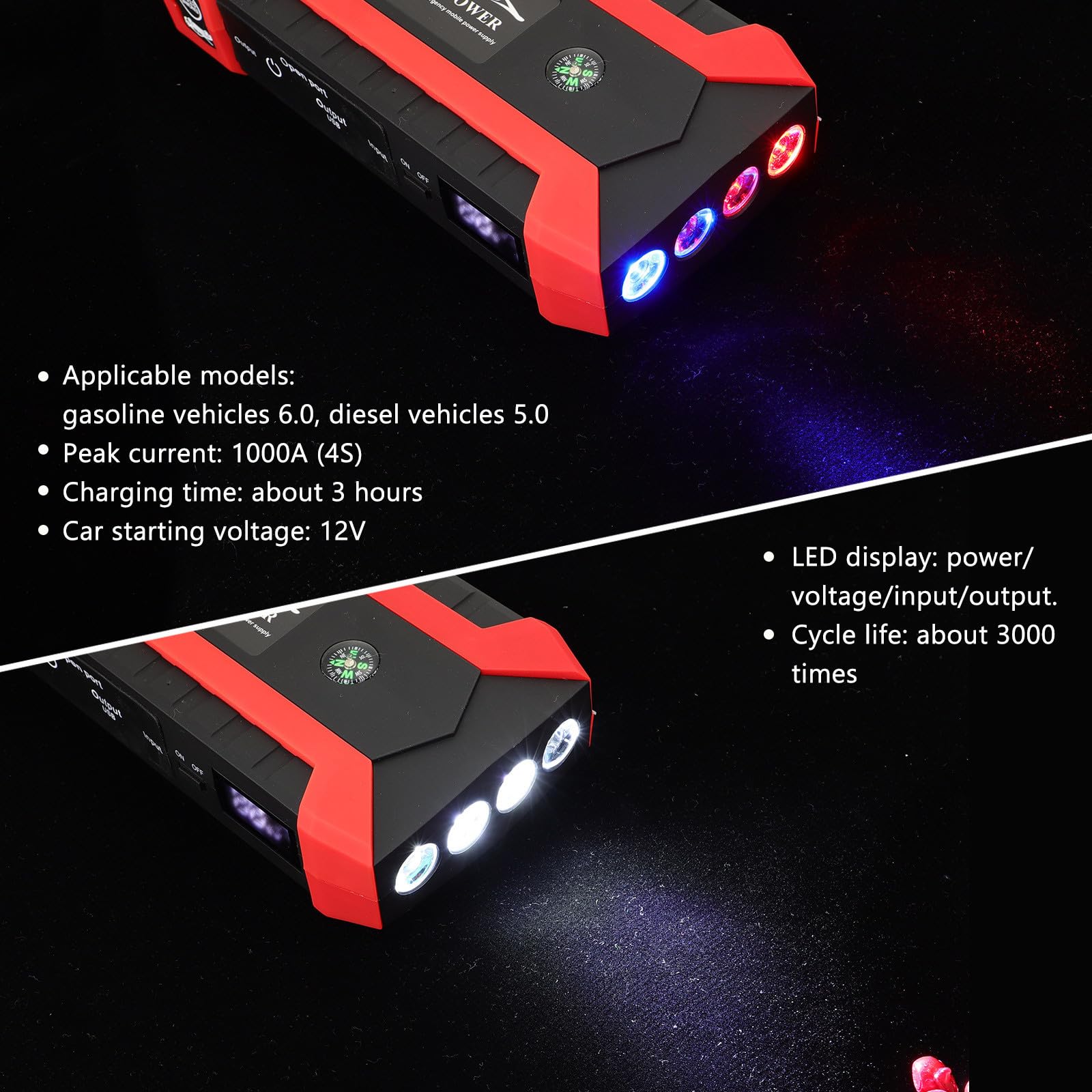 Démarreur de Voiture D’urgence 89800 Mah en Plastique pour Véhicule