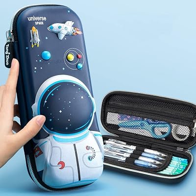 Umadiya 3D Cover Large Capacity Pencil Case Compass With Compartments, School Supply Organizer For Students, Stationery 