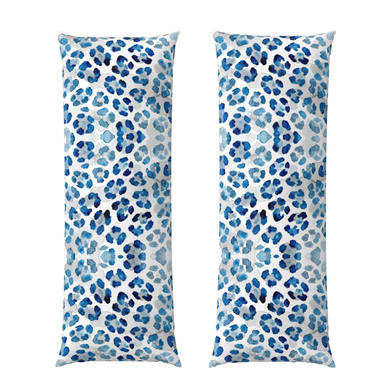 Blue leopard print Body Pillowcase 20x60-Ultra Soft Plush Long Pillow Cover with Hidden Zip for Sleeping