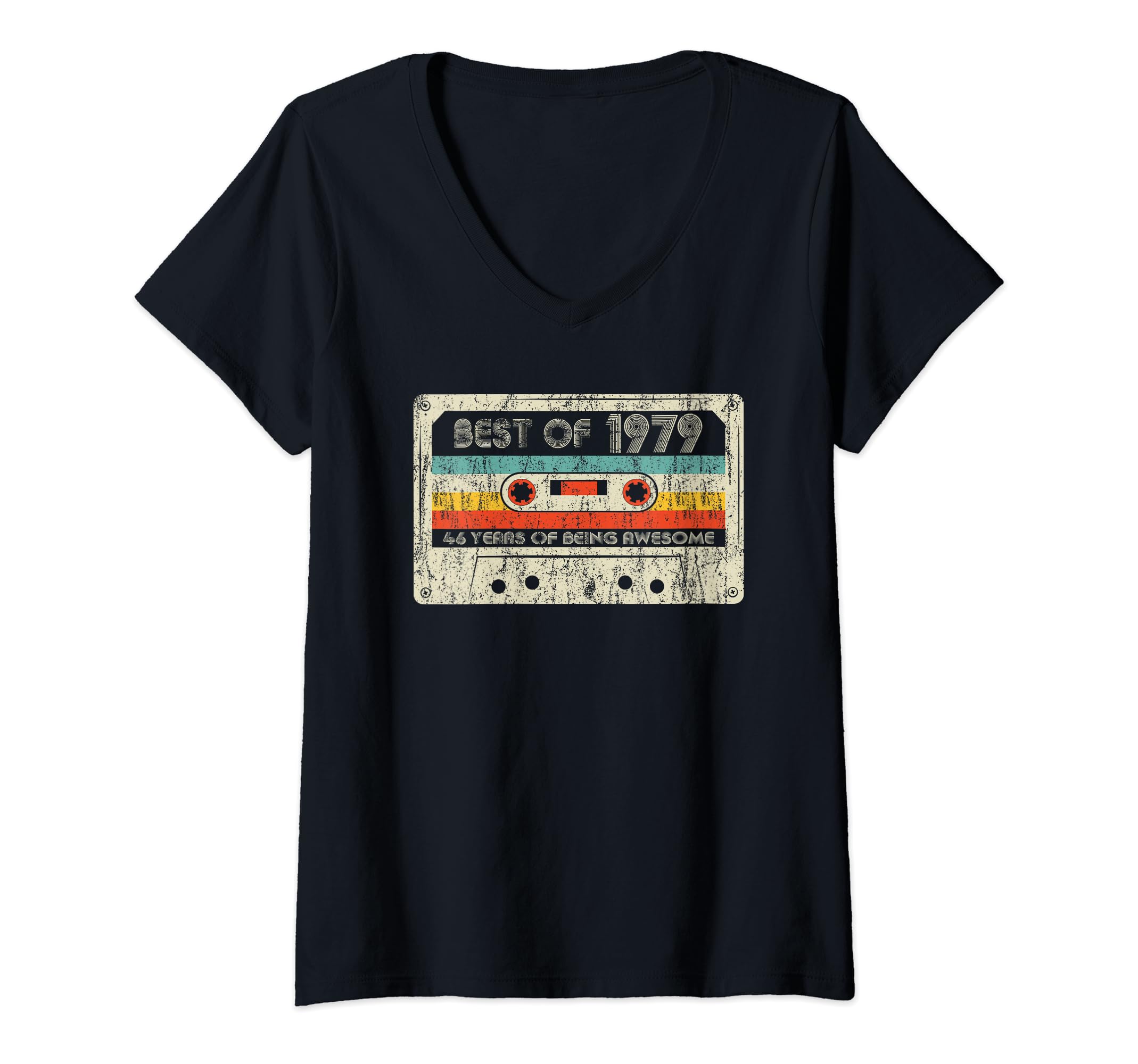 Vintage Birthday Classic Years 1979 Retro Idea TeeWomens Best of 1979 Classic 1979 Birthday Cassette Tape Vintage V-Neck T-Shirt