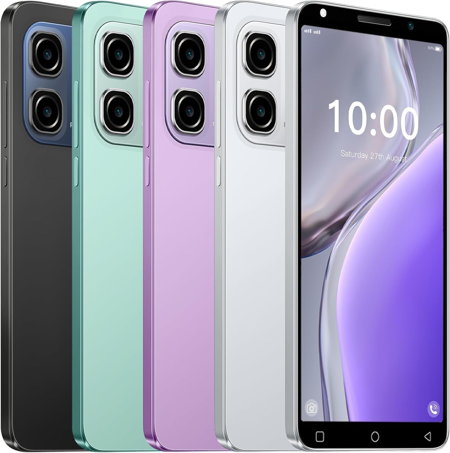 Hot50Pro Billiges Handy, 5,0 Zoll HD-Bildschirm, 16GB ROM (Erweiterung auf 128GB), 3500mAh große Batterie, Gesichts-ID/WiFi/GPS/Android-Telefon (Black)